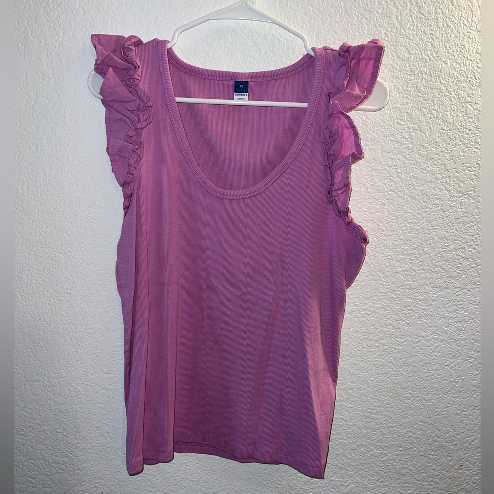 Old Navy Purple Flutter Sleeve Tank Top